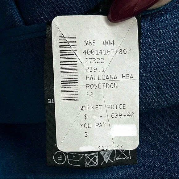 Safiyaa Turquoise Blue Wide Leg Trousers Size 6 38 UK 10 Stretch Flat Front Pant - Picture 16 of 17